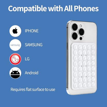 Silicone Suction Phone Case Adhesive Mount, Hands-Free Strong Grip Holder for Selfies, Silicon Adhesive Stand Sticky for Cell Phone (White) - color: White
