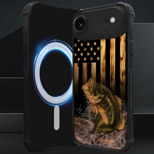 DJSOK Case for iPhone 17 Air,Compatible with MagSafe,Anti-Scratch Shockproof Case,Wood American Flag Fish - color: Wood American Flag Fish, size: iPhone 17 Air