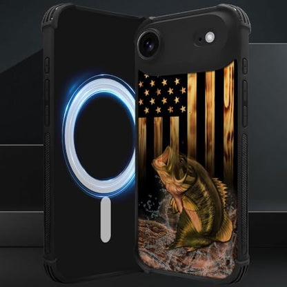 DJSOK Case for iPhone 17 Air,Compatible with MagSafe,Anti-Scratch Shockproof Case,Wood American Flag Fish - color: Wood American Flag Fish, size: iPhone 17 Air
