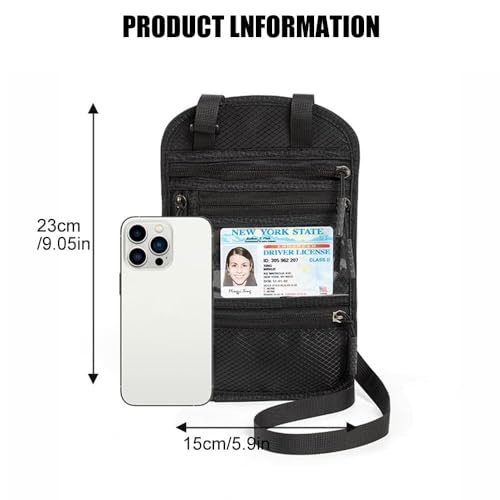 2Pack Passport Holder for Travel,Easy to Conceal Travel Neck Wallet - color: Black&LightGray