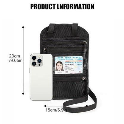 2Pack Passport Holder for Travel,Easy to Conceal Travel Neck Wallet - color: Black&LightGray