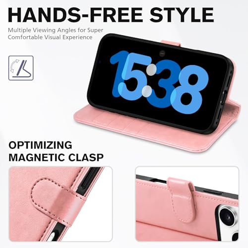 TUCCH Wallet Case for iPhone 17 Pro Max (6.9"), 4 Card Holders, Rose Gold | RFID Blocking, Viewing Stand, Shockproof TPU Shell, PU Leather, Magnetic Closure, Protective Folio Flip Cover - color: Rose Gold