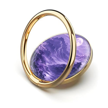 Cell Phone Ring Holder, Cute Metal Phone Grip Stand Finger Ring Kickstand, Flexible 360°Rotation Phone Tablet Case Accessories Compatible with Most Phones Purple Mountain Temple - color: Purple Mountain Temple