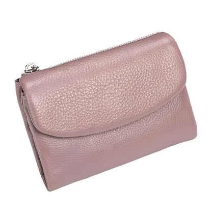 Unisex Pebble Leather Wallet, 5.3In Short Genuine Leather Coin Card Holder, Unisex Clutch Bags, Can Hold Coins, Id Cards - color: Fink