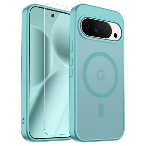 SUPFINE Magnetic for Google Pixel 10 Pro XL Case with Screen Protector, (Built-in Magnets) ((Military Grade Drop Protection) Slim Translucent Shockproof Phone Case,Blue Green - color: Blue Green, size: Pixel 10 Pro XL 6.8"