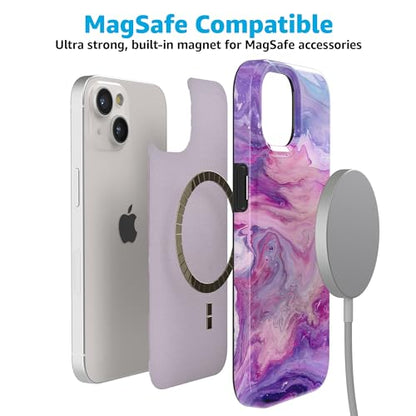 Casely iPhone 15 Plus Case | Tie Dying Over You | Purple Marble | Compatible with MagSafe | Classic Ultra Slim Design - color: Tie Dying Over You | Purple Marble