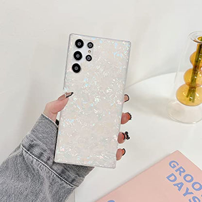 J.west Galaxy S22 Ultra Case 5G, Luxury Sparkle Glitter Translucent Clear Colorful Opal Pearly Thinfoil Design Shiny Print Soft Silicone Cover for Women Girls Slim TPU Protective Phone Case - color: Colorful