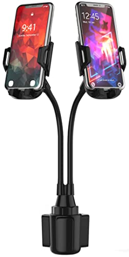Double Phone Holder for Car Cup Holder – Extra Long and Flexible Neck, 360° Rotatable Cradle Car Phone Mount - Adjustable Cell Cup Holder, Universal Size Fits 2 iPhone, Samsung, GPS - style: Extended - Cradle Holders