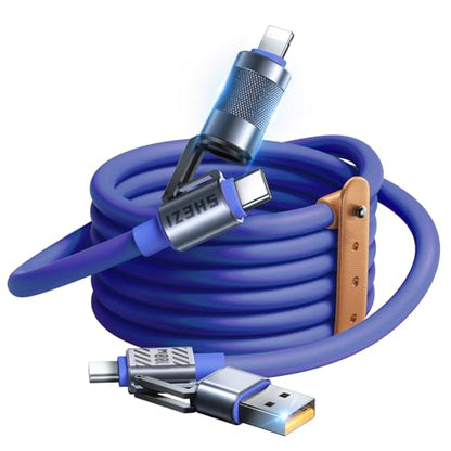 4 in 1 USB C Cable Lightning Cable,100W Fast Charging & Data Transfer - color: Blue, style: 100W