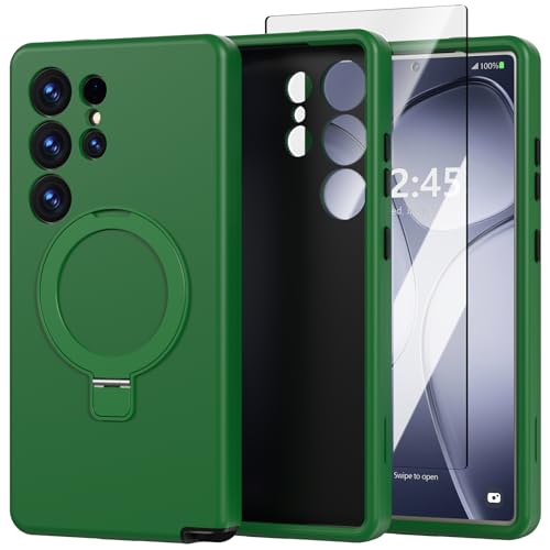 Magnetic Designed for Samsung Galaxy S25 Ultra Case,with Screen Protector+Kickstand,Shockproof Protective Phone Cover,Case for Galaxy S25 Ultra 5G 6.8"(Army Green) - color: Army Green, size: for Galaxy S25 Ultra