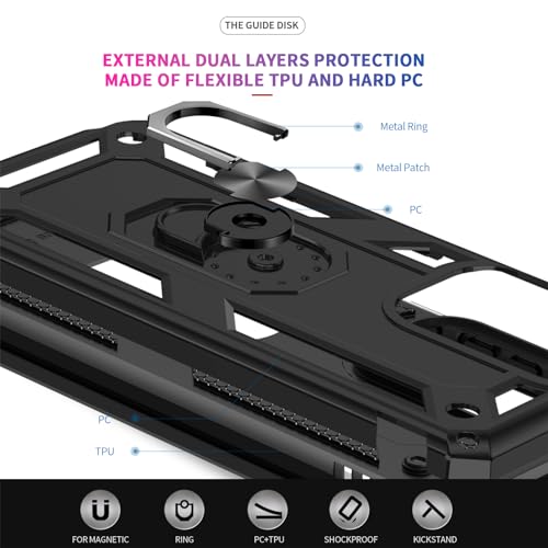 LeYi for Motorola Moto G-Stylus-5G 2024 Case [Not Fit G 5G 2024]: with Glass Screen Protector Camera Lens Protector, Heavy Duty Shockproof Phone Cover Funda para Ring Stand Moto G Stylus 2024, Black | Glass Screen Protector, Military-Grade PC TPU Rugged P