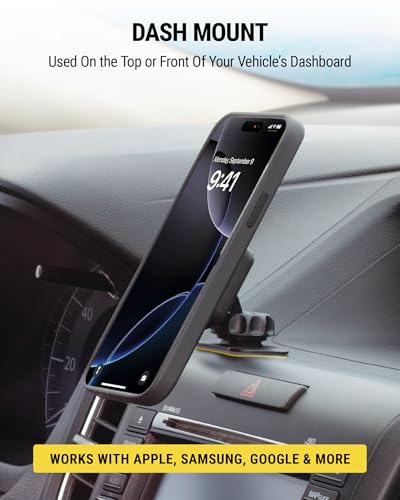 Scosche MAGDMB MagicMount Magnetic Phone Mount for Car, Dashboard Cell Phone Holder with 360° Adjustable Magnet Head, Universal Phone Stand for Car Compatible with iPhone, Samsung, and All Devices - size: 1 Pack, style: Dash