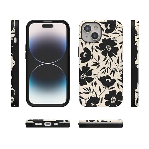 Casely iPhone 15 Plus Case | Dark Fantasy | Contrast Floral | Bold Protective Design | Compatible with MagSafe - color: Dark Fantasy | Contrast Floral