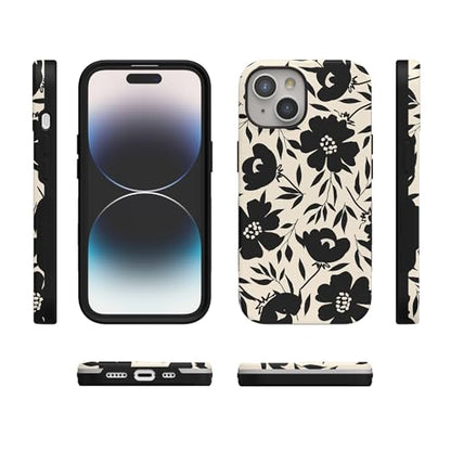 Casely iPhone 15 Plus Case | Dark Fantasy | Contrast Floral | Bold Protective Design | Compatible with MagSafe - color: Dark Fantasy | Contrast Floral