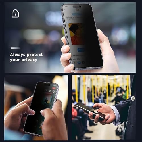 2 Pack Privacy Screen Protector Tempered Glass Curved Compatible with iPhone 16, Anti-Spy Anti-Peep 3D Edge Case Friendly