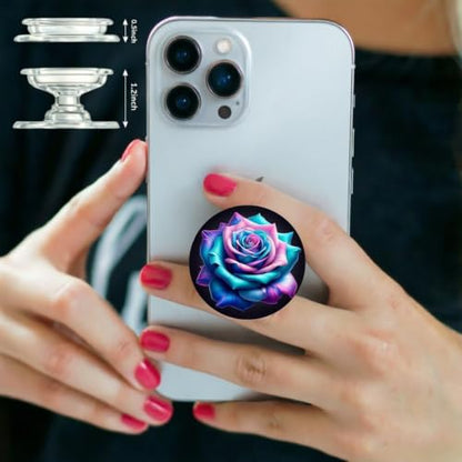 6 Pack Cellphone Phone Grip and Smartphones Stand, Collapsible Cell Phone Expanding Holder for Phone - Purple Pink Heart Black