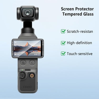 3+3 Pack for DJI Osmo Pocket 3/Pocket 4 Screen Protector + Camera Lens Protector, HD Clear Tempered Glass, Anti-fingerprint, Anti Scratch, Case Friendly for DJI Osmo Pocket 3 Tempered Glass - size: GH3+3-DJI Osmo Pocket 3-US