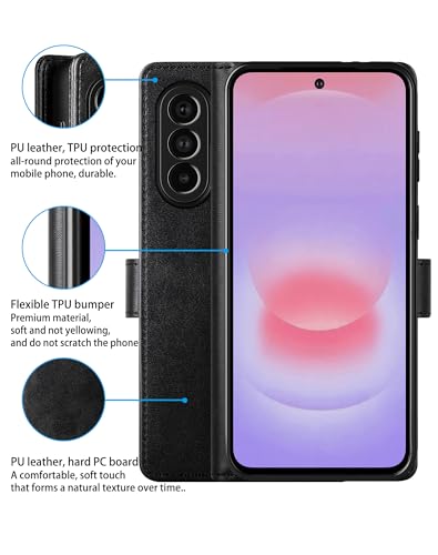 Feitenn for Samsung Galaxy A37 5G (6.7") Case Wallet 2026 with 4 Card Holders Kickstand, PU Flip Leather Magnetic Closure Folio Shockproof Protective Cover, Black - color: Black, size: Samsung Galaxy A37 5G