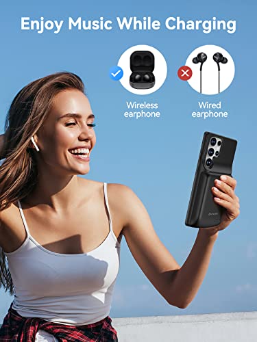 NEWDERY Battery Case for Samsung S24 Ultra,10000mAh Charger Case Black | Qi wireless Charging,18W Fast Recharging, Sync Data Supported,Portable Rechargeable Battery Pack for Galaxy S24 Ultra 6.8" - size: for Galaxy S23 Ultra-10000mAh