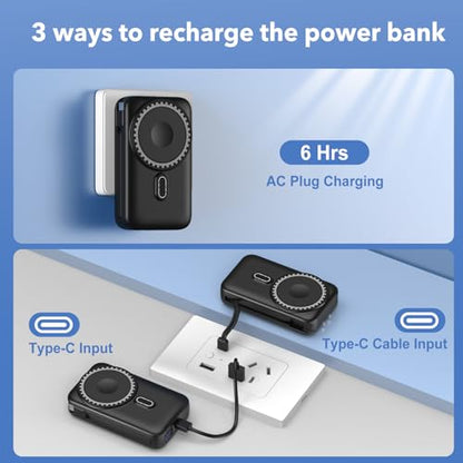 Magnetic Portable Charger 10000mAh for iPhone with Built-in Cables and Wall Plug,Wireless Power Bank with iWatch Charger,LCD Display 22.5W Fast Charging Battery Pack for iPhone 17/16/15/14/13 (Black) - color: Black