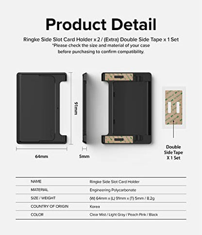 Ringke Side Slot Card Holder for Phone Case, Business Card Holder for Women, Men, ID Credit Card Holder Stick on, Phone Wallet Compatible with iPhone, Galaxy, and Pixel - Black (2 Pack) - color: Black (2 Pack)