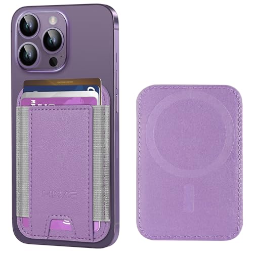 HiWe for MagSafe Wallet, 7 Cards Holder for Phone Case, RFID Blocking - color: Purple Yam Wallet - Grey Band
