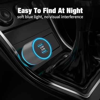 6 Pack 40W USB C Car Charger,Dual 20W Port Cigarette Lighter Adapter-Grey - color: Grey