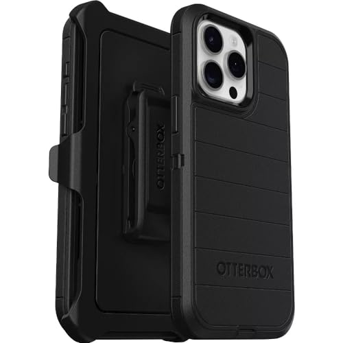 OtterBox iPhone 15 Pro Max (Only) - Defender Series Case - Black - Screenless - Rugged & Durable - with Port Protection - Holster Clip Includes - Microbial Defense Protection - color: Black