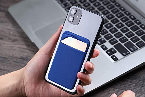3Pack Cell Phone Card Holder Pocket Sticker Stretchy Cloth for Back of Phone with Flap Credit/ID Card Sleeve Adhesive Stick on Wallet for iPhone,Android All Smartphones (Black,Navy Blue,Light Blue) - color: Black,Navy Blue,Light Blue