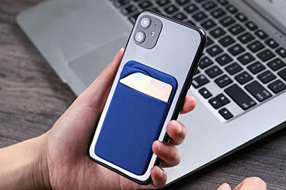 3Pack Cell Phone Card Holder Pocket Sticker Stretchy Cloth for Back of Phone with Flap Credit/ID Card Sleeve Adhesive Stick on Wallet for iPhone,Android All Smartphones (Black,Navy Blue,Light Blue) - color: Black,Navy Blue,Light Blue