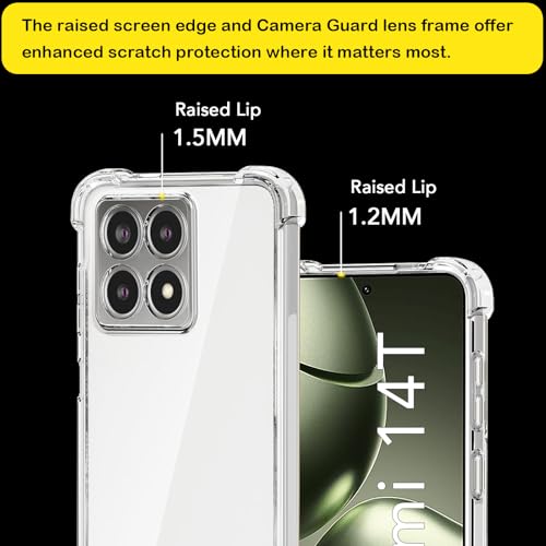 USTIYA Case for Xiaomi 14T 5G Clear TPU Four Corners Military-Grade Protection Cover Transparent Soft funda