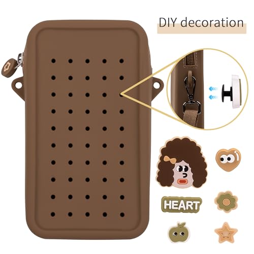 Candy Small Crossbody Bag with Charms, Beaded Phone Wrist Strap Bundle, Cellphone Purse and Hands-Free Wristlet Bracelet (Brown) - color: Brown