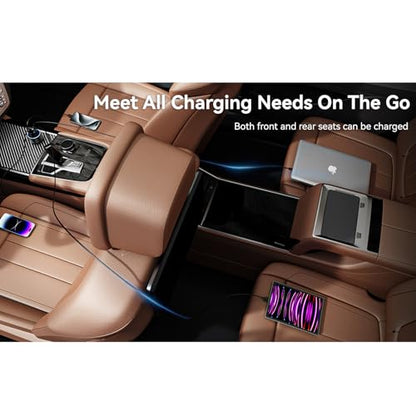 Car Charger USB C Fast Charge 78W 4-Port Cigarette Lighter USB Charger - color: Black-1Pc