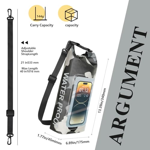 IP68 Waterproof Dry Bag, 2L - Roll Top Waterproof Pool Bag，Dry Bags for Kayaking Waterproof-w/Phone Pouch,Large Waterproof Phone Pouch,Boating & Kayak Accessories Camping (Gray 2L) - color: Gray 2L