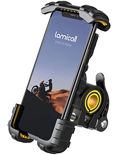 Lamicall Bike Phone Holder Motorcycle Mount - One-Hand Operation, Lockable - color: Yellow