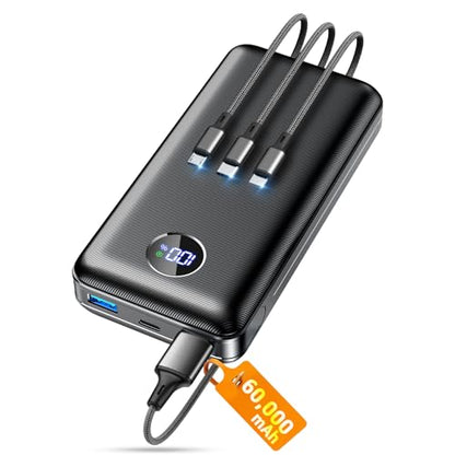 ZZI Portable Charger Power Bank 60000mAh, 22.5W PD Fast-Charge Battery Pack - color: Ebony
