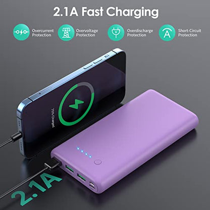 Portable Charger 36800mAh Power Bank,PD Fast Charging USB C External Battery Pack,4 Outputs 2 Inputs Travel Essentials Portable Phone Charger for iPhone 17/16/15/14/13/12,Galaxy S24 Android Phone etc - color: Purple