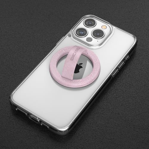 2-Pack Magnetic Phone Grip Holders for iPhone, Compatible with MagSafe (Soft-Touch Silicone) Cute Finger Loops for Women, Comfortable and Secure Fit (Clear Sparkle & Glitter Pink) - color: Pink Glitter