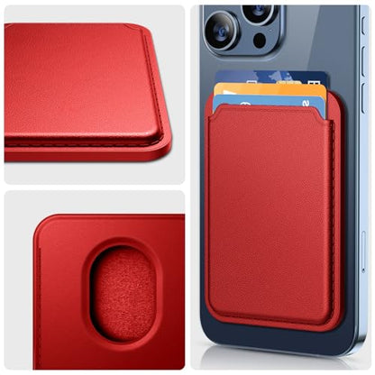 Miracase Magnetic Wallet, Compatible with MagSafe Wallet, 3-Card Holder, for iPhone 15/14/13/12 Series，Red - color: C-Red, style: Basic Wallet