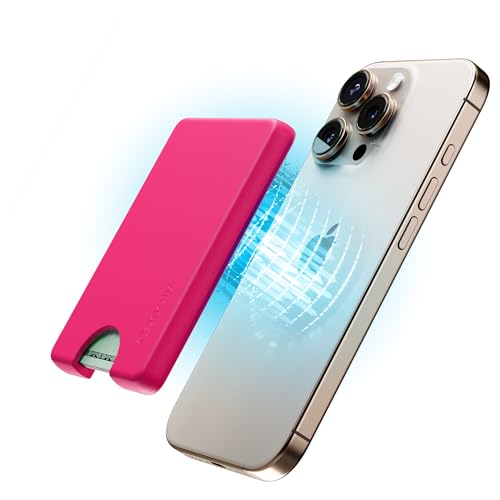 Casely MagWallet | Think Pink | Neon Pink | Slim Wallet Card Holder | Compatible with MagSafe | Soft-Touch Hard Silicone | Holds Up to 3 Cards - color: Think Pink | Neon Pink