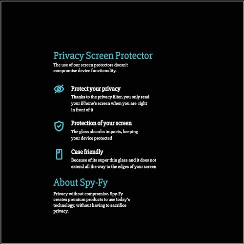 Privacy Tempered Glass Screen Protector for iPhones by Spy-Fy - size: iPhone 15 Pro Max