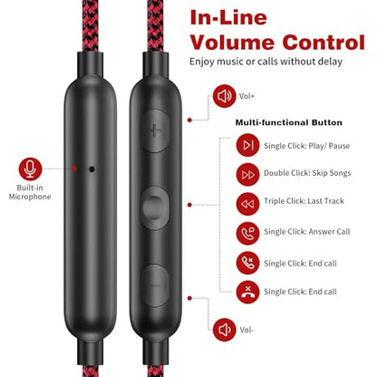 COOYA USB C Headphones Wired Earbuds for iPhone 18 Pro Max 17 16, BlackRed - color: BlackRed