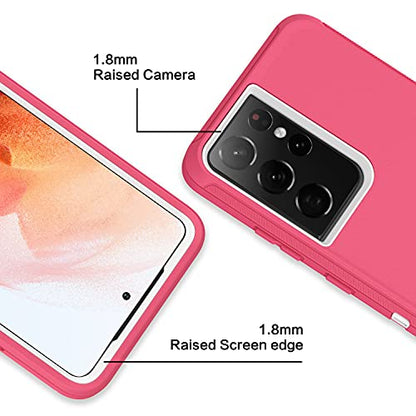 MXX Case Compatible with Galaxy S21 Ultra Case, 3-Layer Super Full Heavy Duty Body Bumper Cover/Shock Protection/Dust Proof, Designed for Samsung Galaxy S21 Ultra 5G 6.8 Inch 2021 (Pink/White) - color: Pink/White