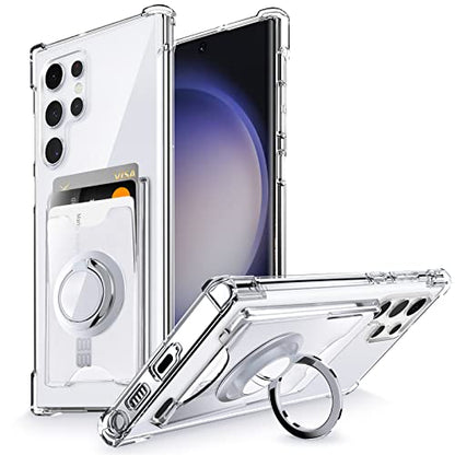 Shields Up for Samsung Galaxy S23 Ultra Case with Card Holder Stand, Clear - color: Clear, size: Galaxy S23 Ultra