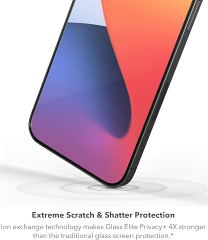 ZAGG InvisibleShield Glass Elite Privacy+ Screen Protector for iPhone 12 Pro Max, Two-Way Privacy Filter, 4X Stronger, Anti-Fingerprint Technology, Easy to Install