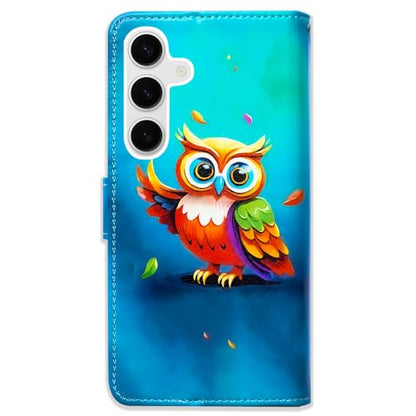 Bcov Case for Galaxy S26,Cute Owl Blue Leather Flip Phone Case Wallet Cover with Card Slot Holder Kickstand for Samsung Galaxy S26 - color: Cute Owl Blue