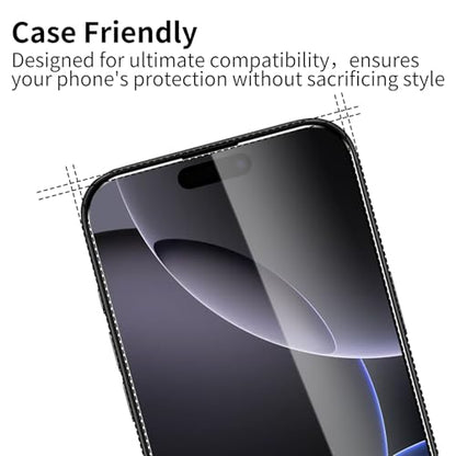 3 Pack Screen Protector for iPhone 16 Pro with 3 Pack Camera Lens Protector, Tempered Glass Film, 9H Hardness, HD Clear, Scratch Resistant, Case Friendly, Easy Install - size: iPhone 16 Pro