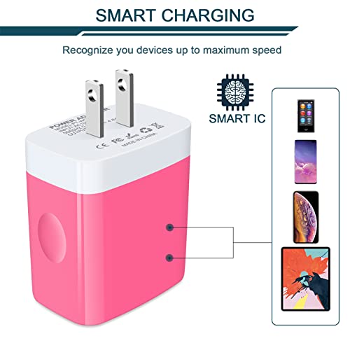 USB Charger Cube, Wall Charger Plug, AILKIN 4.8A 4-Muti Port USB Adapter - color: Pink