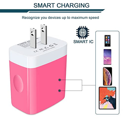 USB Charger Cube, Wall Charger Plug, AILKIN 4.8A 4-Muti Port USB Adapter - color: Pink
