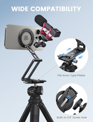 Lamicall for MagSafe Tripod Stand Ultra-Compact with 1/4" Screw, Arca, Hook - color: Black